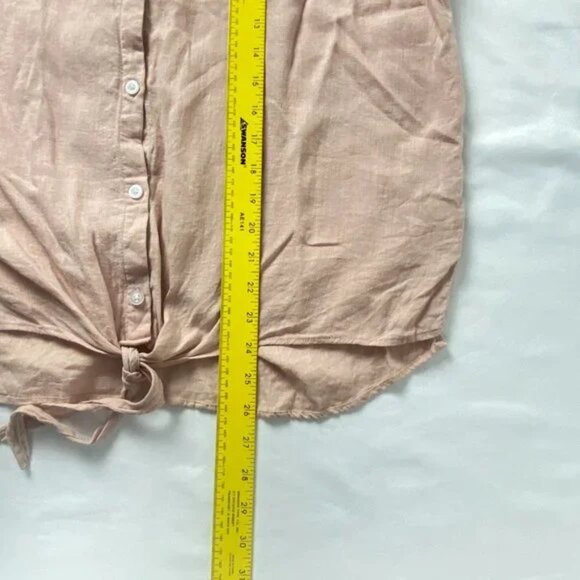 ZACHS Girlfriend Blouse Womens XL‎ Linen Blend Peach Dot Button Down Top - Picture 9 of 10